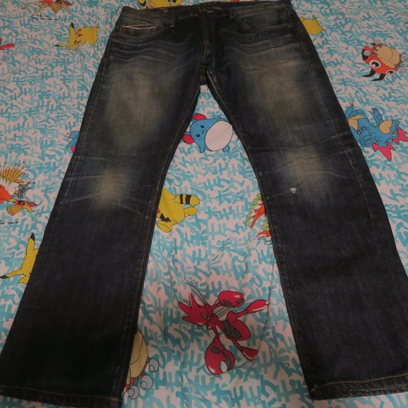 Cult of Individuality Rebel Straight Japanese Selvedge Jeans Distressed 38x32